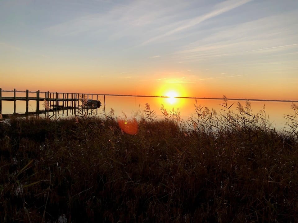 November sunset outside at The Blue Point.