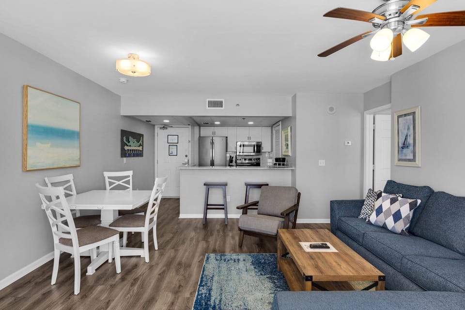 Living room and dining area