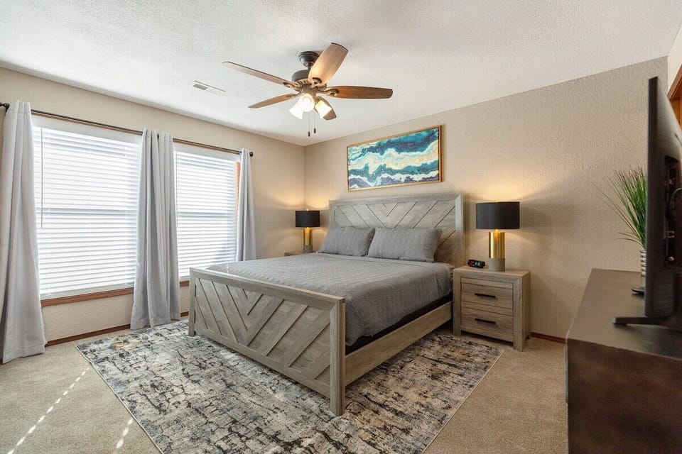 Primary bedroom with king bed
