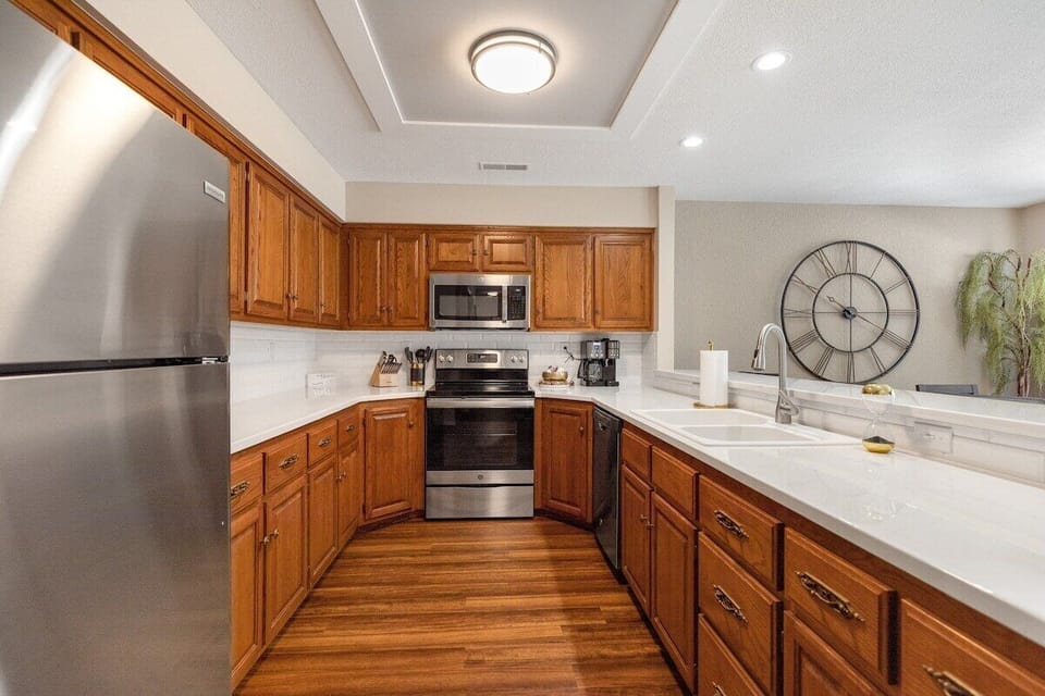 Fully equipped kitchen stocked with everything needed for meal/snack prep. 