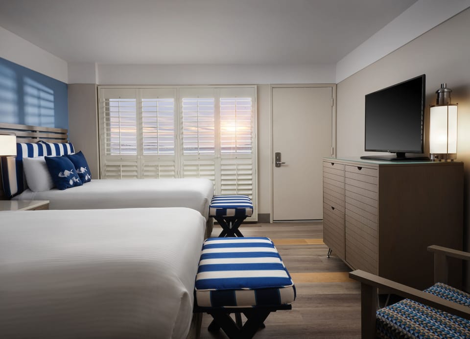 Room, 2 Double Beds, Bay View | Premium bedding, iron/ironing board, free WiFi, bed sheets