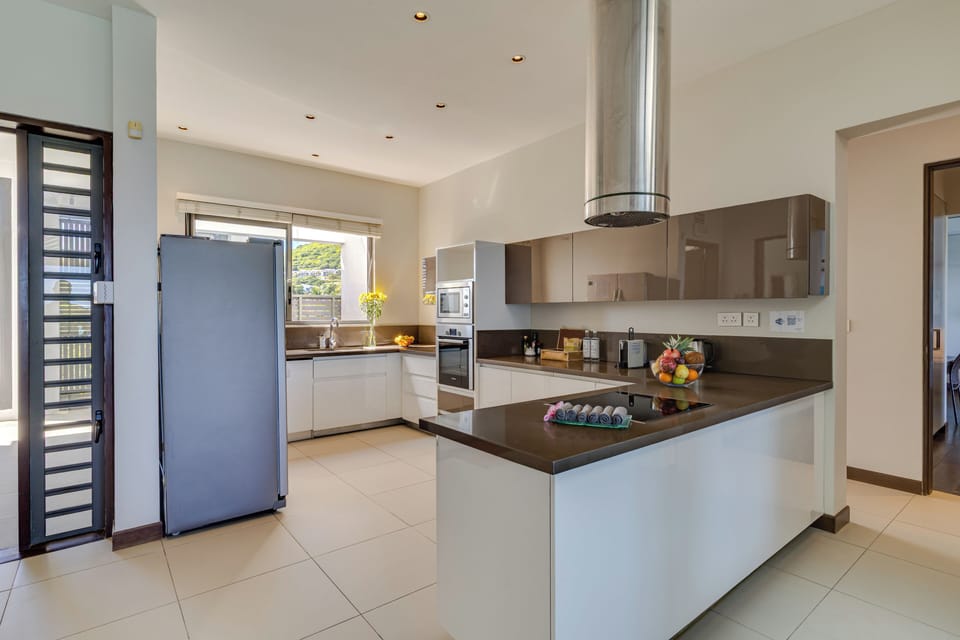 Penthouse | Private kitchen | Coffee/tea maker, full-size fridge, microwave, oven