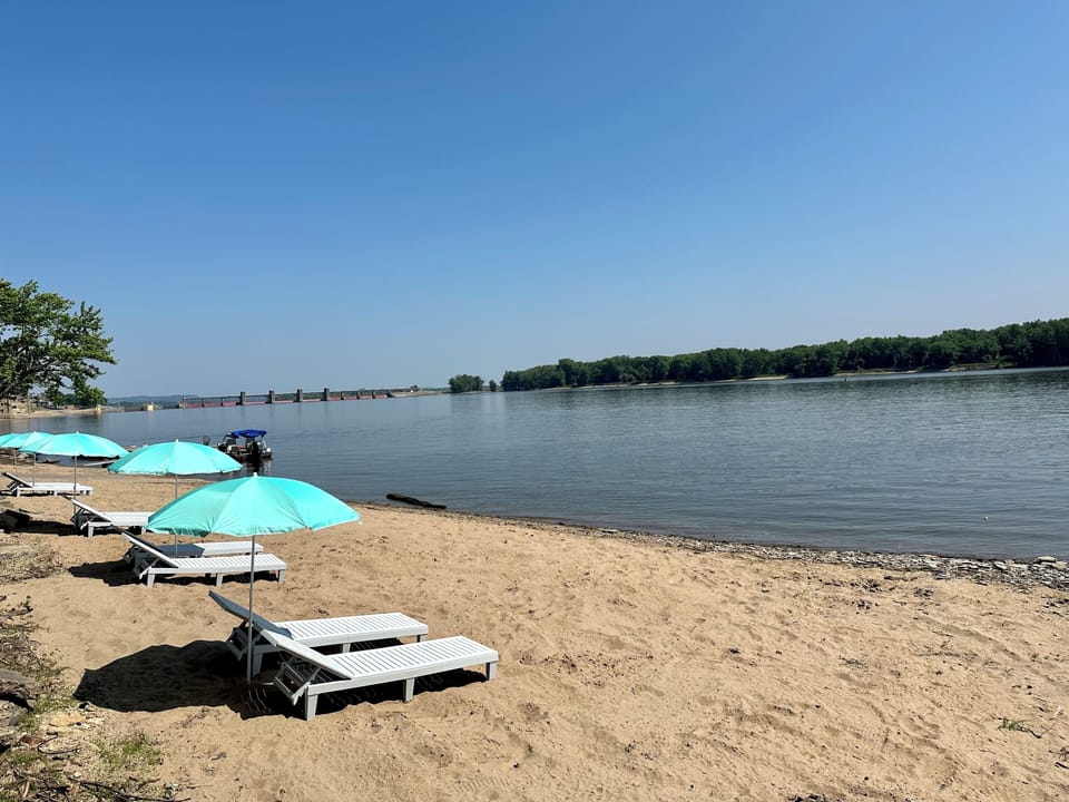 Private beach on property