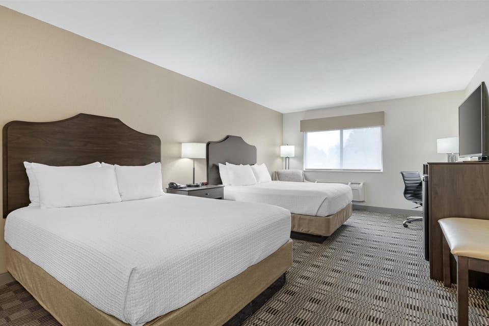 Standard Room, 2 Queen Beds, Non Smoking, Refrigerator & Microwave | Desk, soundproofing, iron/ironing board, rollaway beds