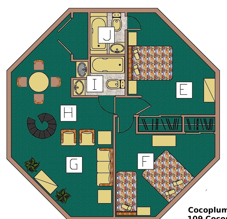 2nd floor Layout with bedrooms, bathrooms, card table, wet bar & 3 TV's