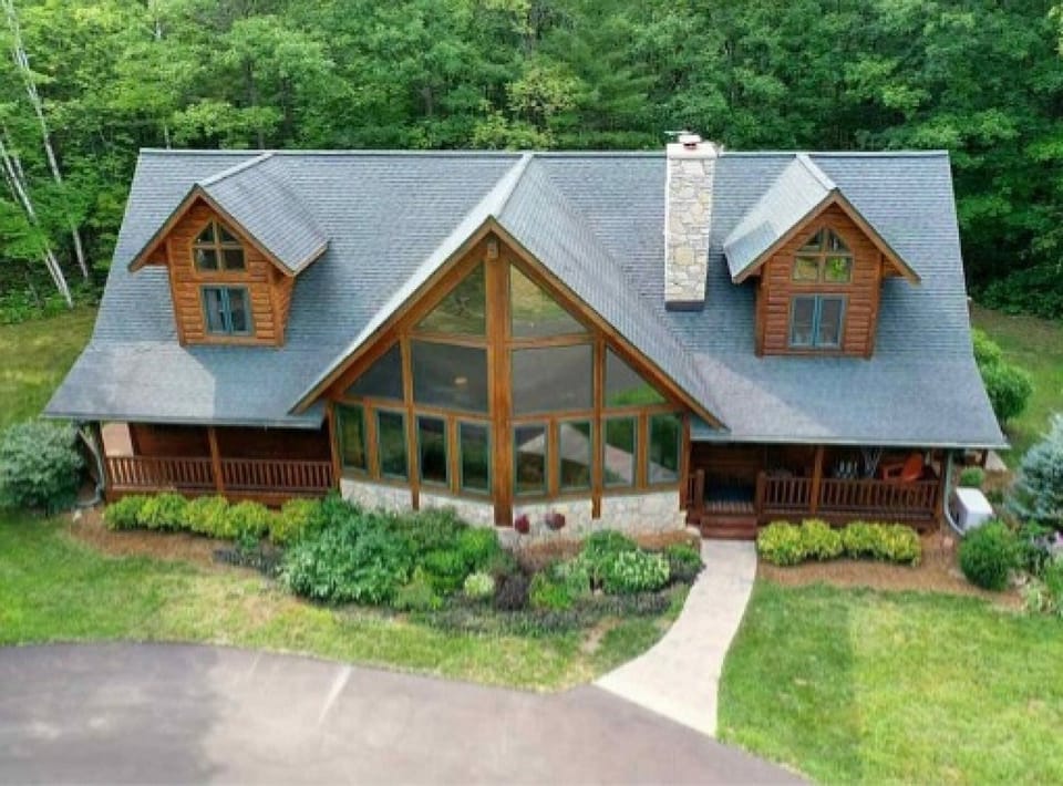 An areal view from the front of the lodge