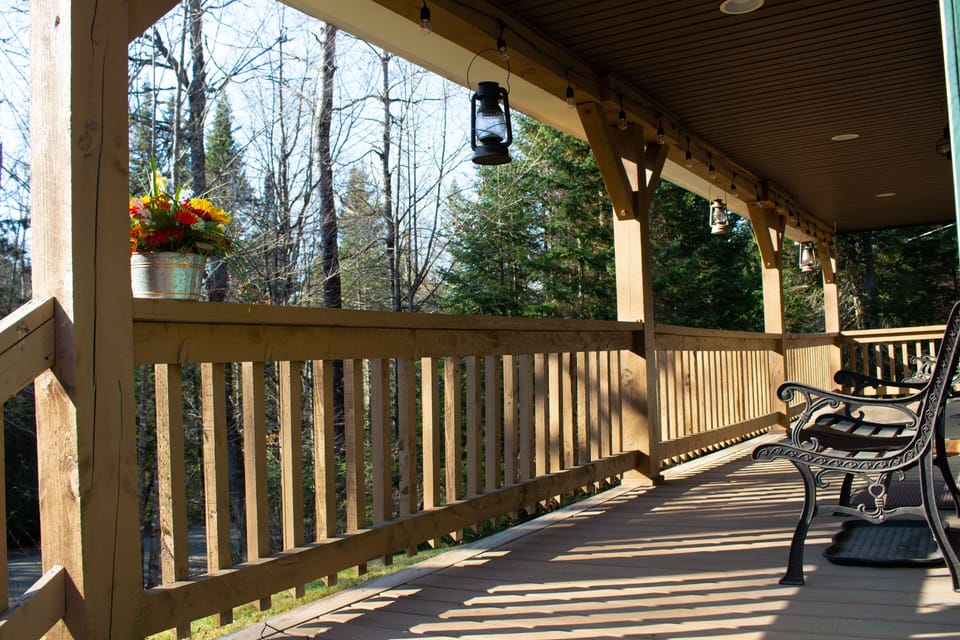 Listen to Bishop Brook from the front porch.