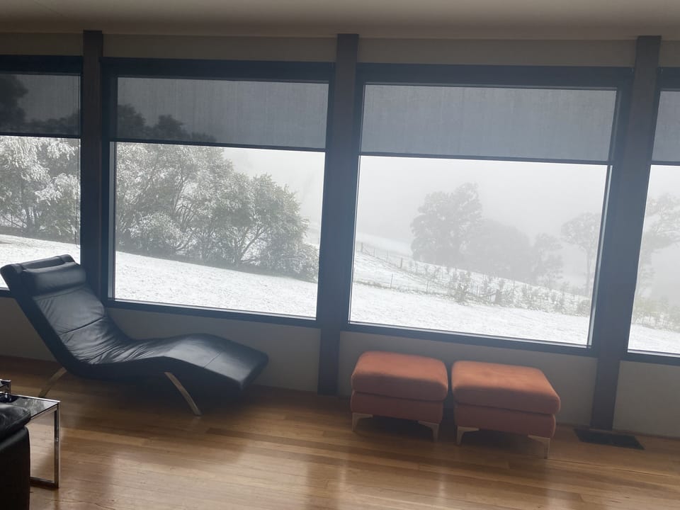 A view of the snow from the main living area