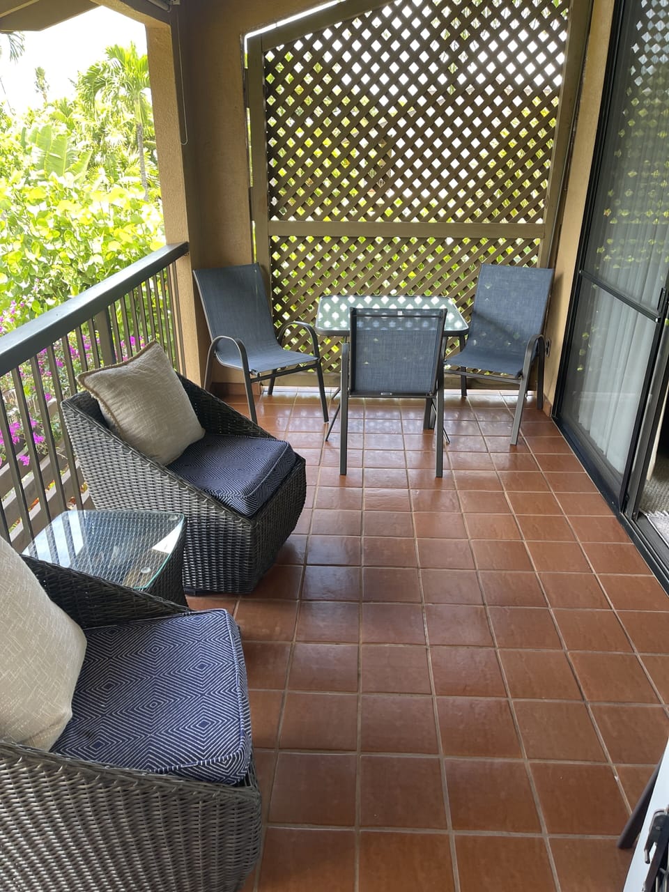Lanai with partial ocean view