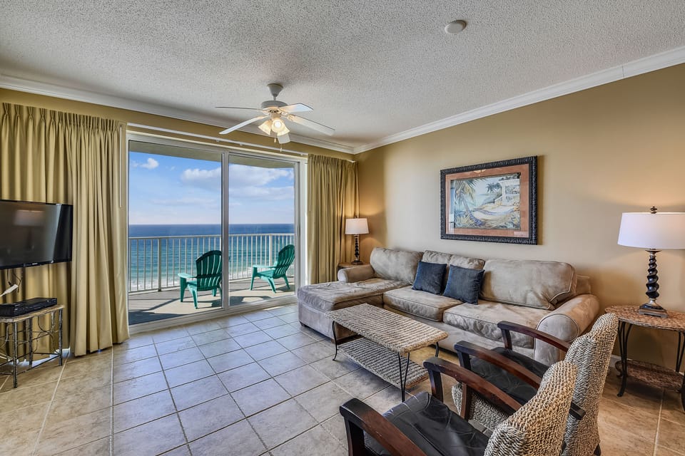 Gulf Front Living Room with Sleeper Sofa