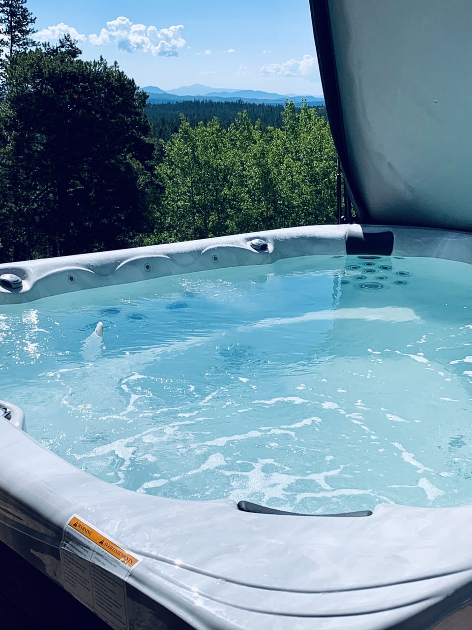 Hot tub is 9ft wide; plenty of room for friends and family.
