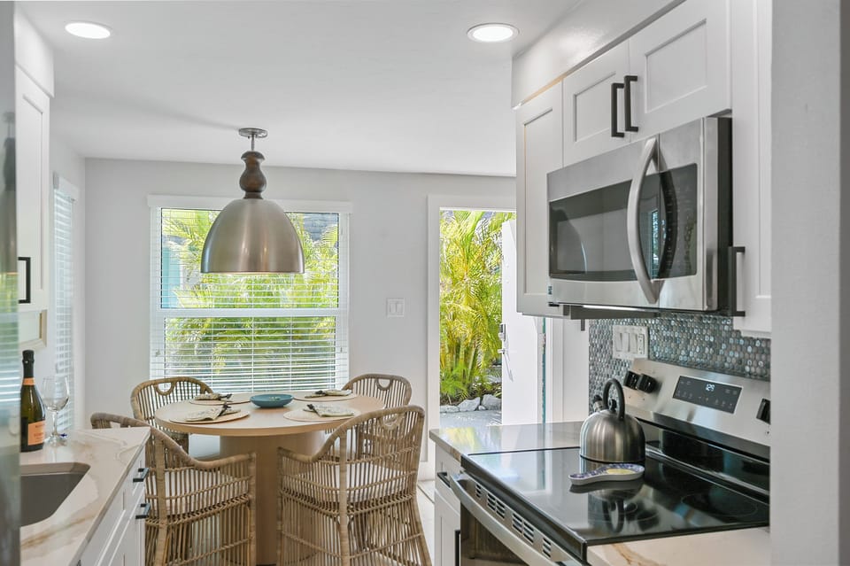 Fully equipped kitchen with all new stainless appliances
