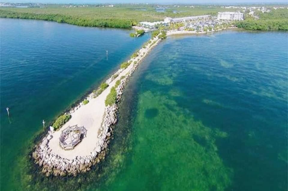 Drone view of the jetty & Kawama Tower. Fishing and snorkeling are allowed.