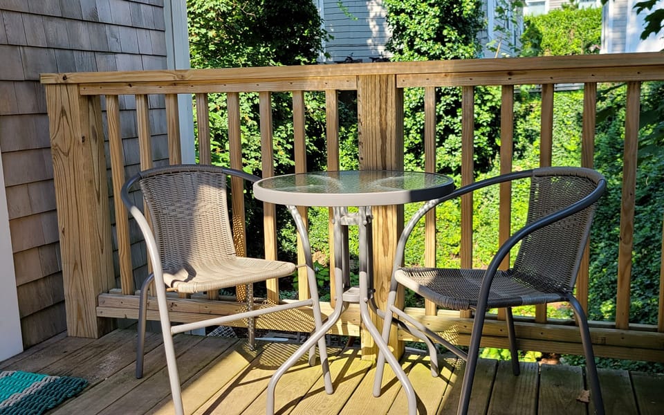 Seating on the deck to enjoy a drink or do some work while enjoying the sun