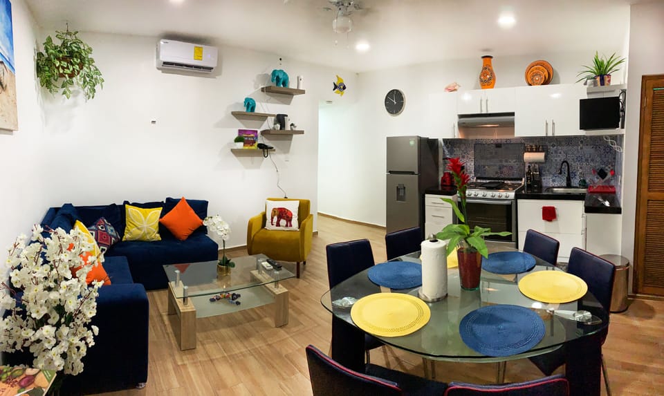 Open living room connected to kitchen