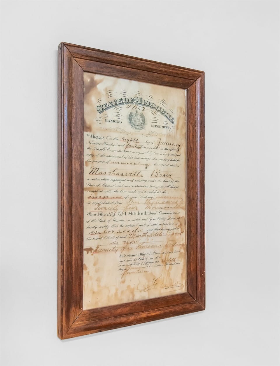 Original signed bank document