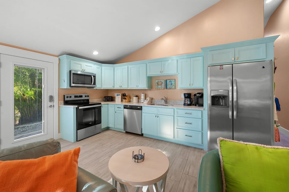 Bright kitchen with stainless appliances