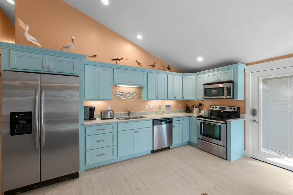 Updated kitchen with colorful touches