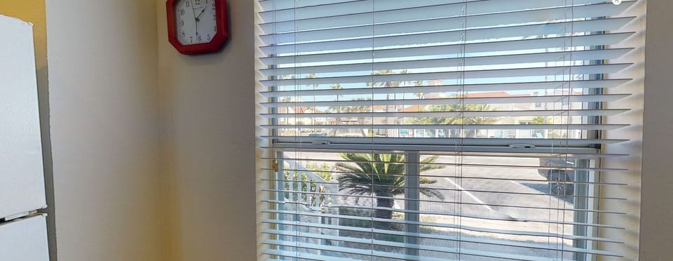 Handy view of the pool entrance right from the kitchen window