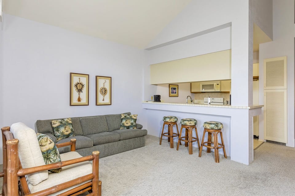 A second couch is a sofa bed for a third and/or forth person.