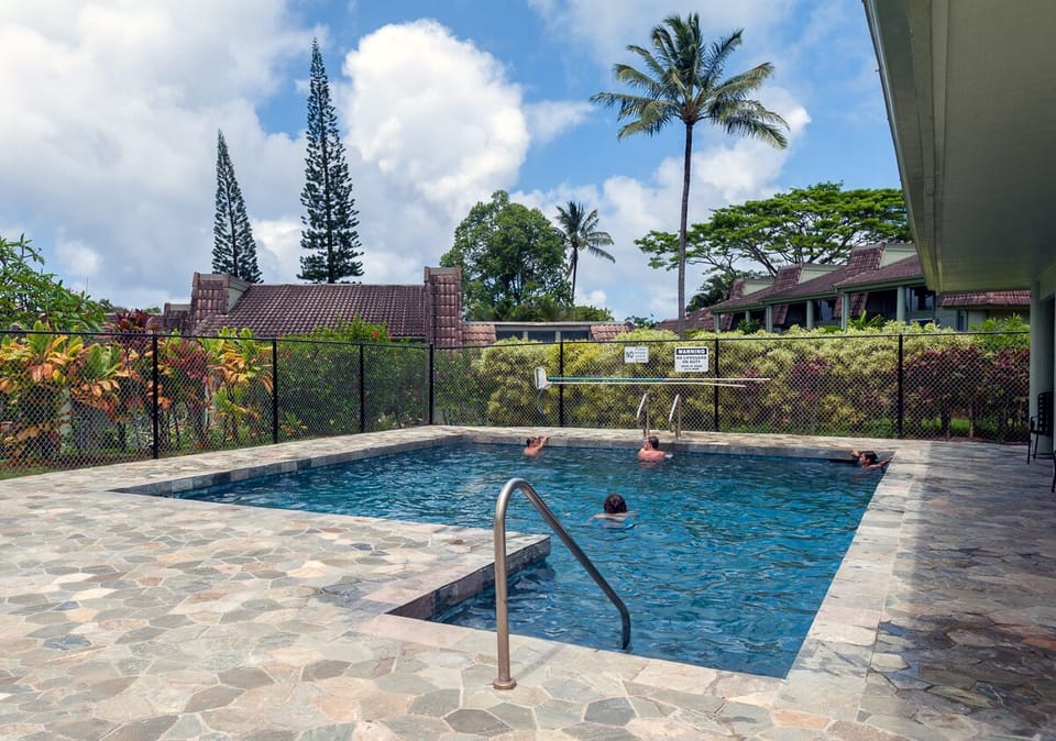 Puamana Princeville Kauai swimming pool - The Puamana complex pool, complete with colorful tropical plants