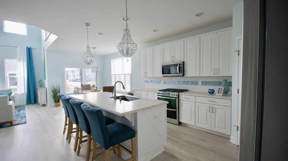 Large kitchen with seating