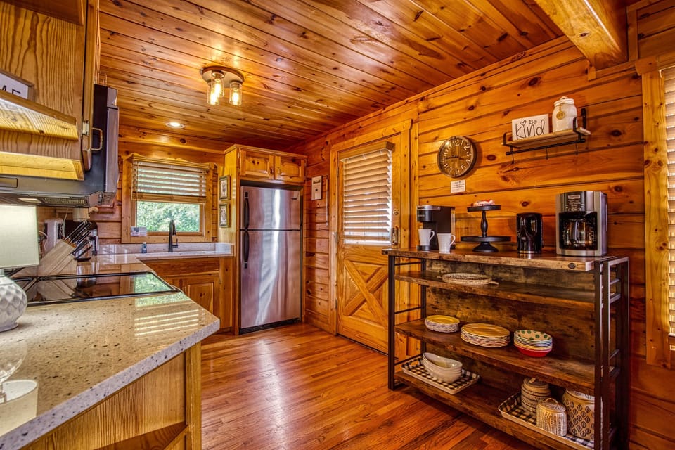 Enters into kitchen