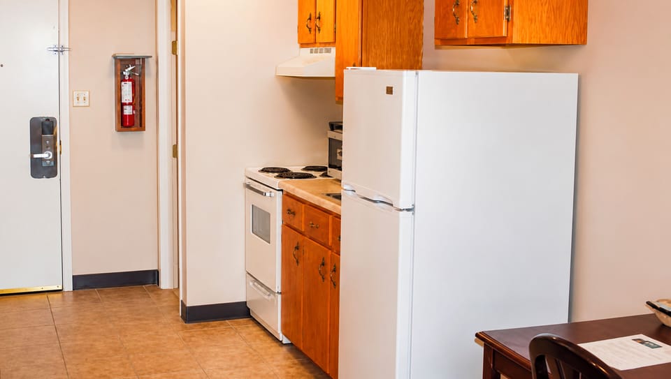 Two Queen Bed Kitchenette Non-Smoking | Private kitchenette | Coffee/tea maker, fridge, microwave