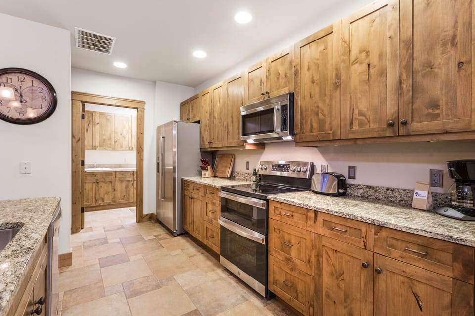 Well stocked kitchen.