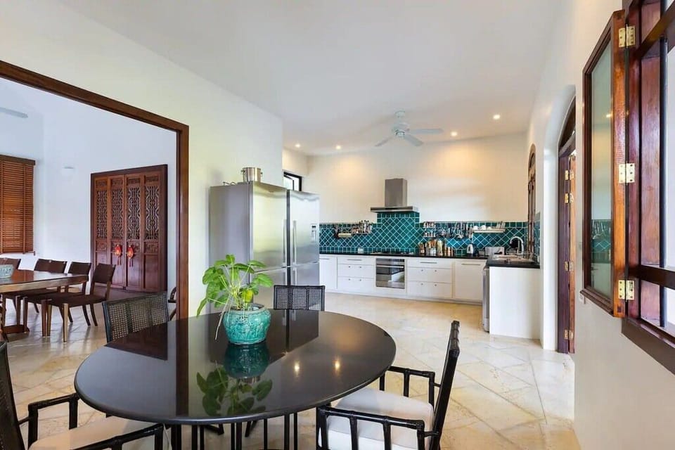 Luxury Villa | Private kitchen | Full-size fridge, microwave, oven, stovetop
