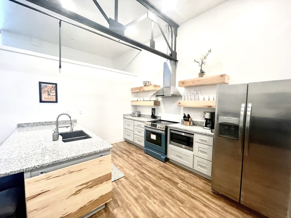 Oven, Microwave, & Fridge with all utensils and cookware 