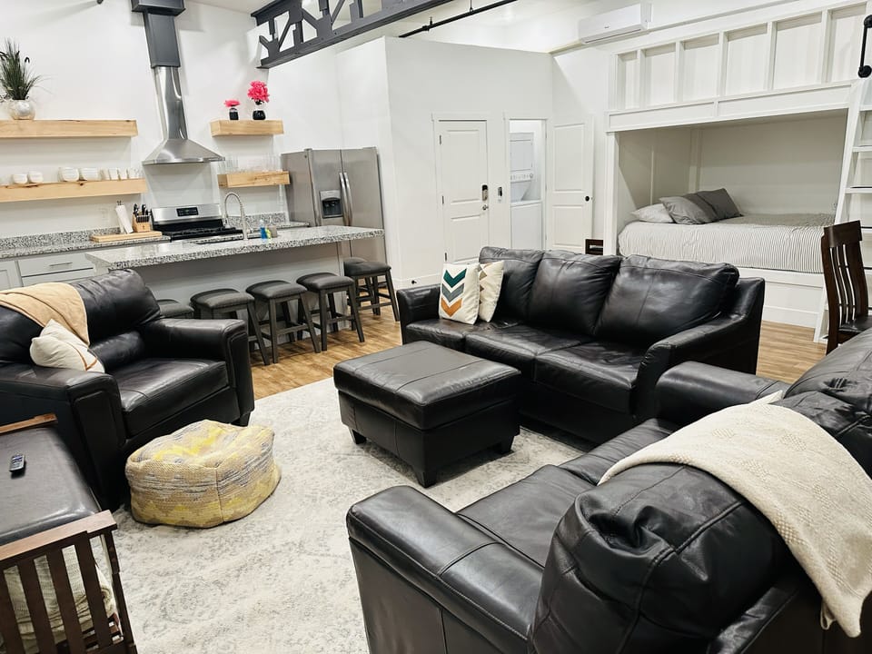 Main Living area, sofa pulls out into bed.