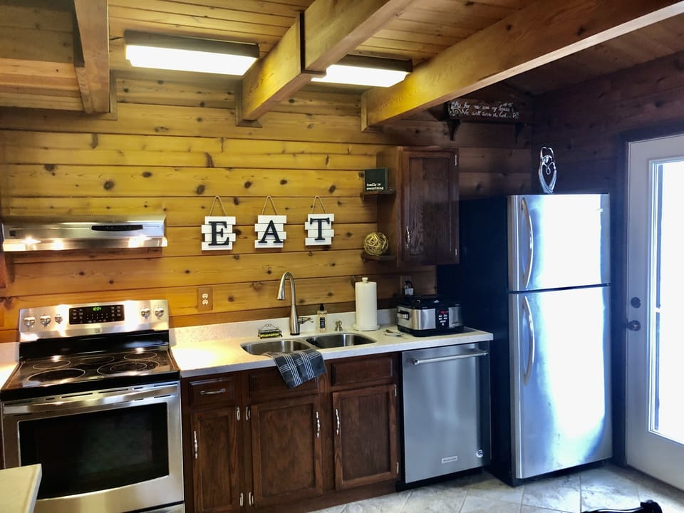 Part of the stocked kitchen.