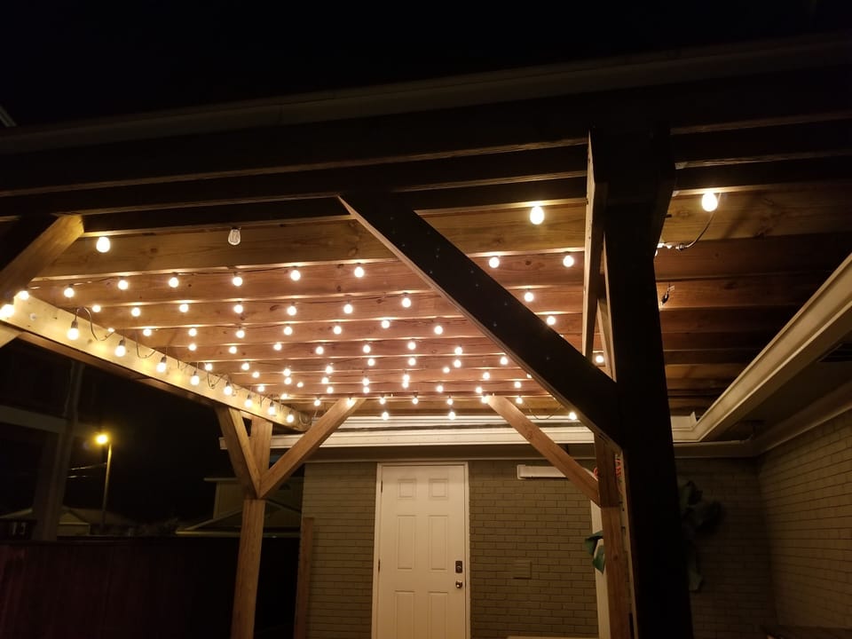 Lighting on back patio for night gatherings