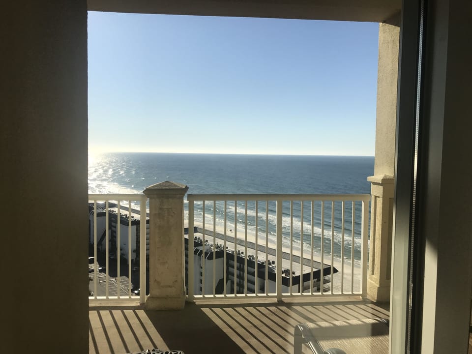 Endless gulf view from 21' balcony off living room  