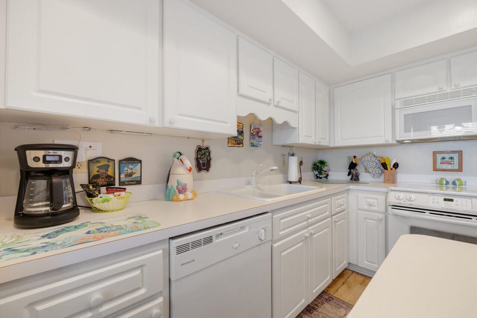 Kitchen with drop coffee maker