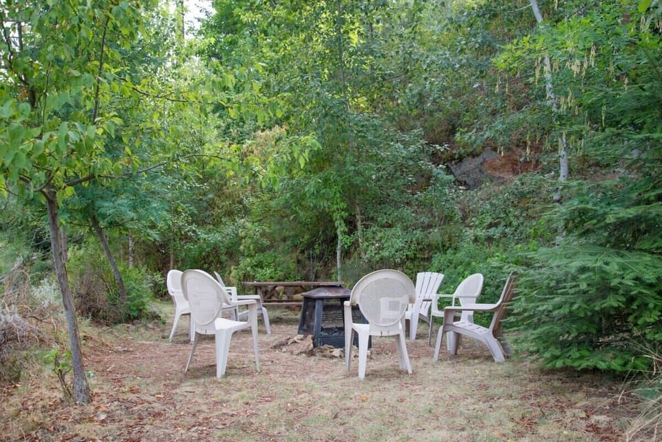 Relax around your private fire pit, surrounded by peaceful woodland where you can unwind under the trees.