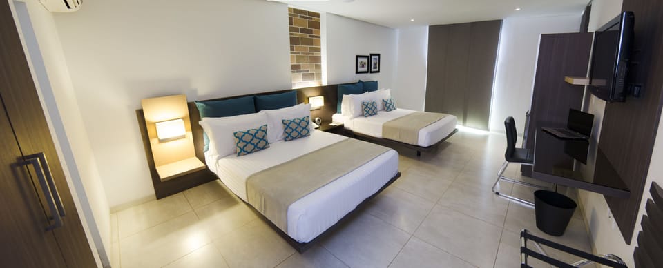 Junior Suite, 2 Double Beds | Minibar, in-room safe, desk, laptop workspace