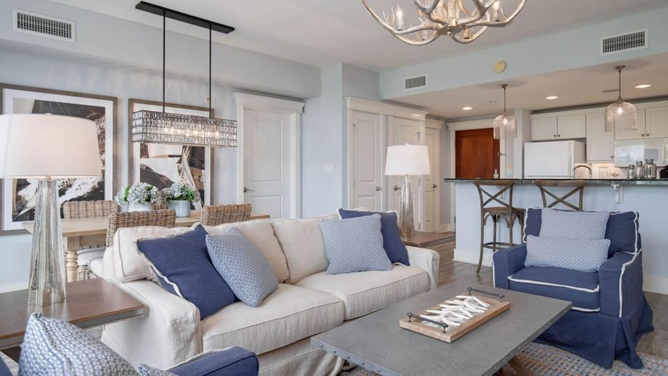 Living room, and kitchen