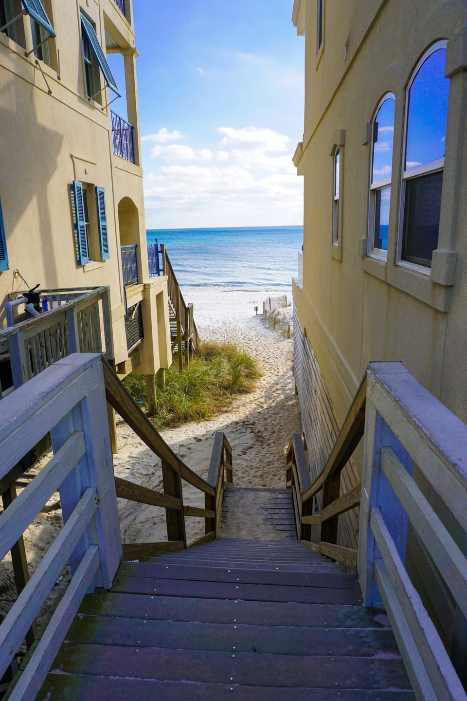 Inside the gate, a staircase leads you straight to the gorgeous, white beach!
