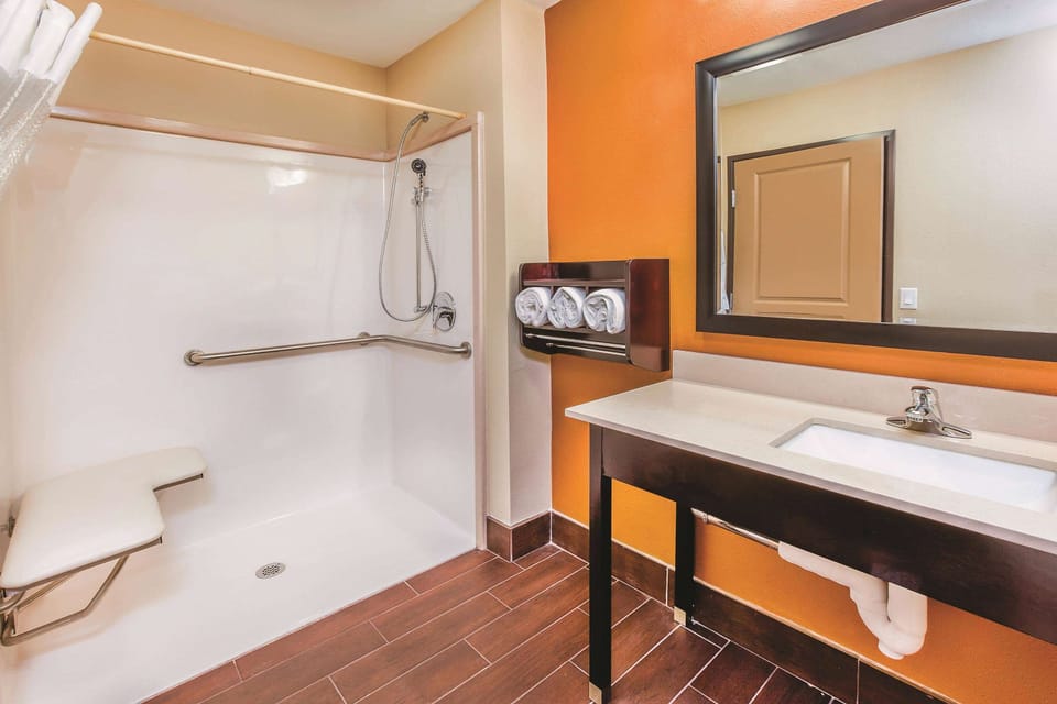 Room, 2 Queen Beds, Roll-in Shower, Non Smoking (Mobility Accessible) | Desk, iron/ironing board, free WiFi, bed sheets