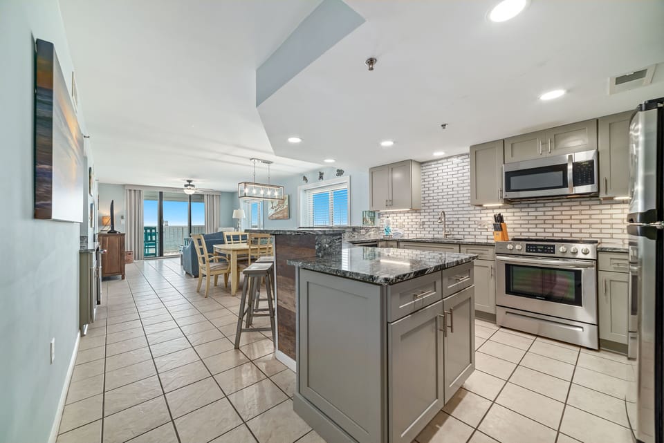 Updated kitchen with stainless steel appliances