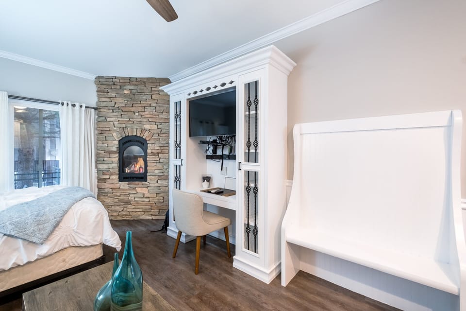 Work place and heated fireplace