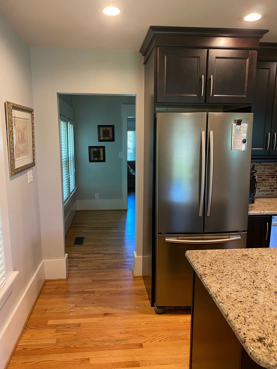 In kitchen looking toward dining room