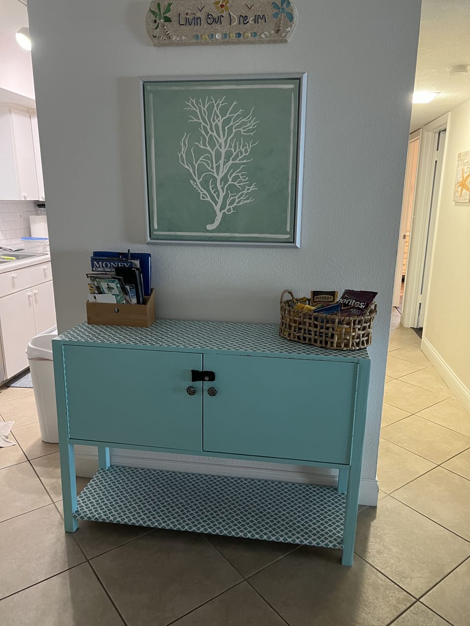 Entry buffet with guest book