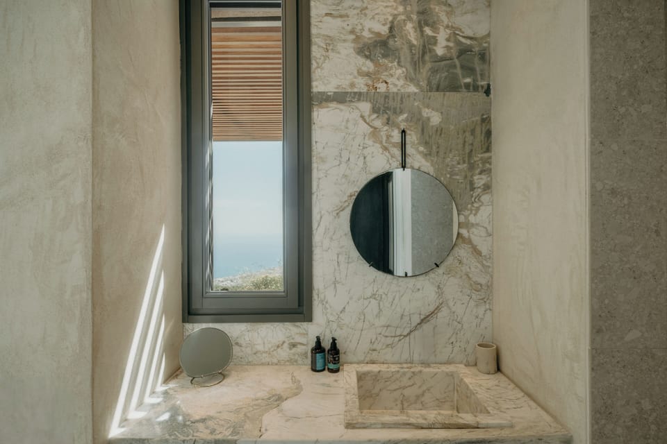 Shower, rainfall showerhead, designer toiletries, hair dryer