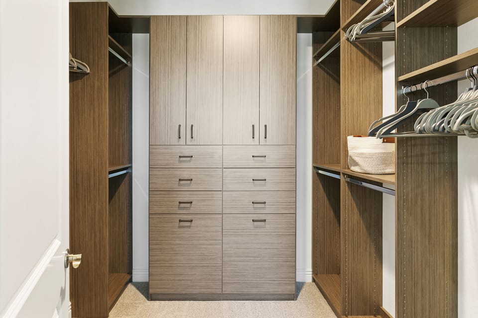 King Bedroom Closet( shoe organizing shelves not pictured)