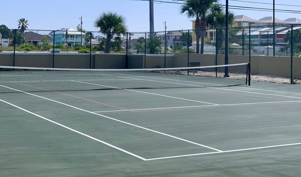 FRee tennis courts by appointment.
