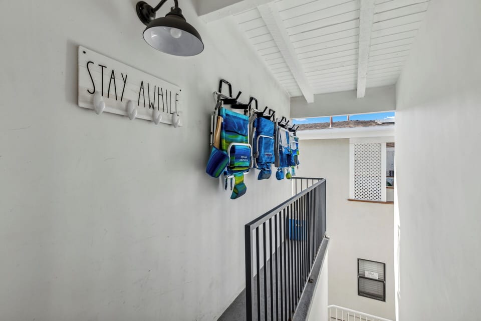 Great places to hang towels, chairs, store coolers, etc...(by front door)