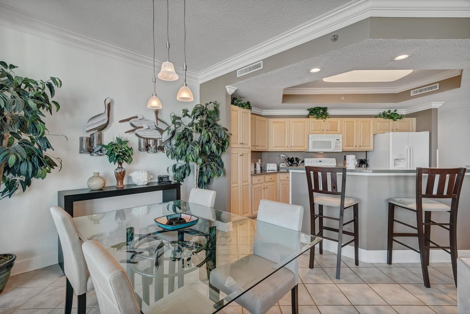 Dining Table for Four and Extra Seating at the Breakfast Bar